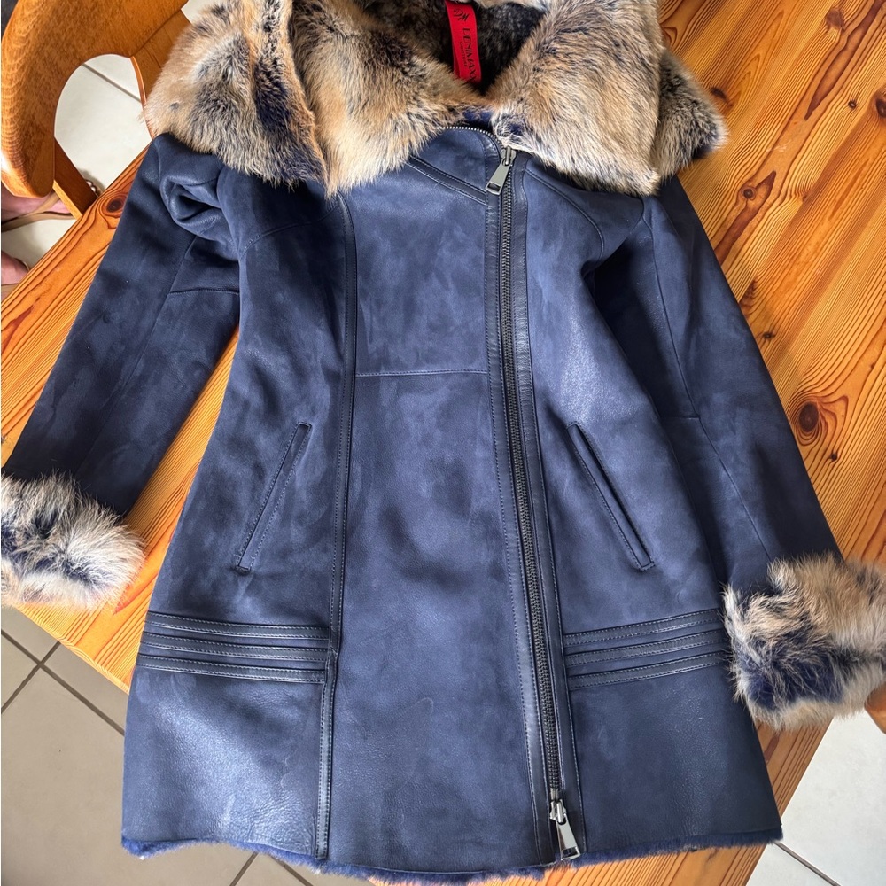 Demimaxx Couture Navy Sheerling Fur Coat